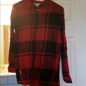 H&M Red Checked Burton Down Blouse